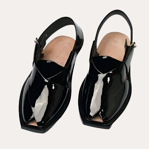 Patent Leather Chappal Single Sole