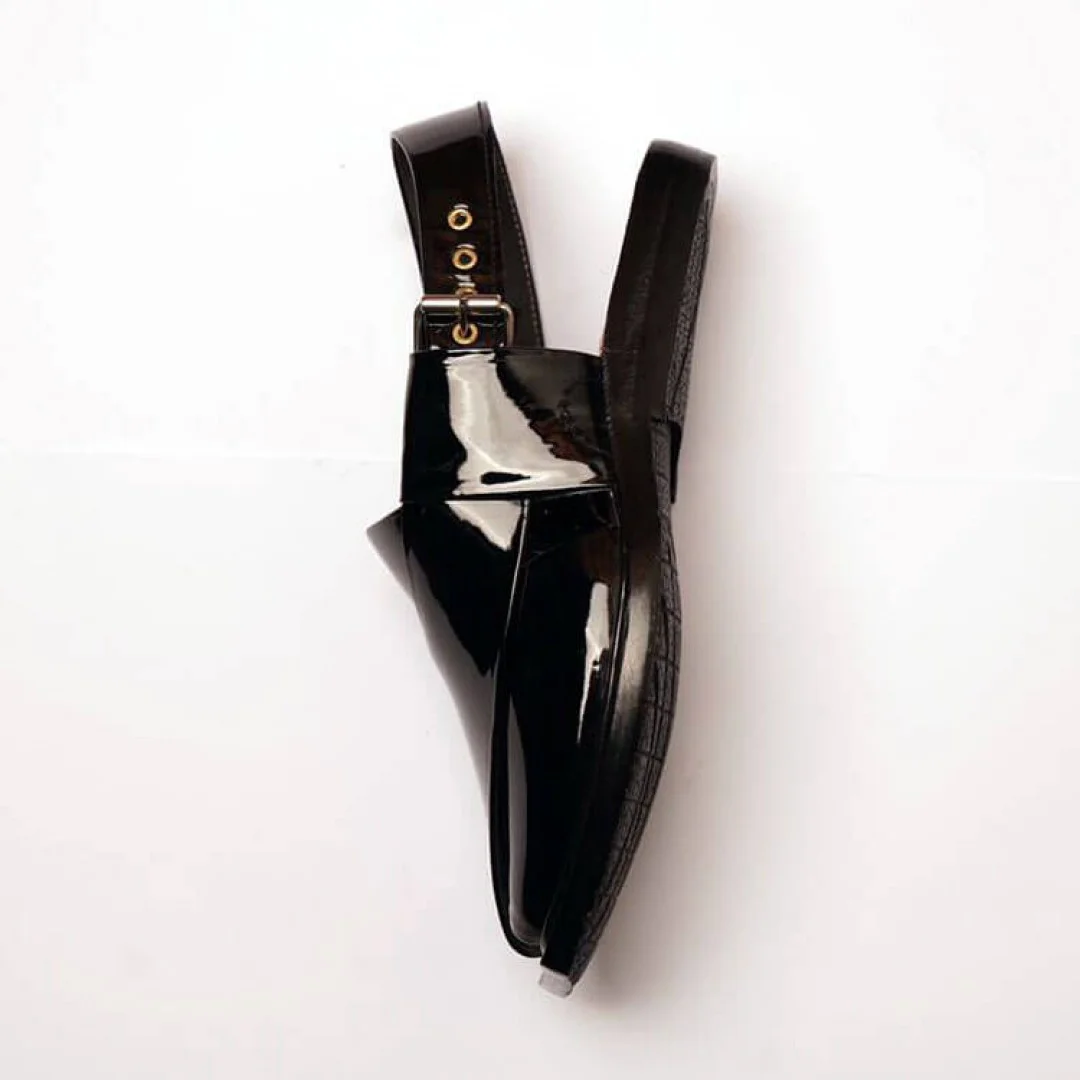 Patent Leather Chappal Single Sole